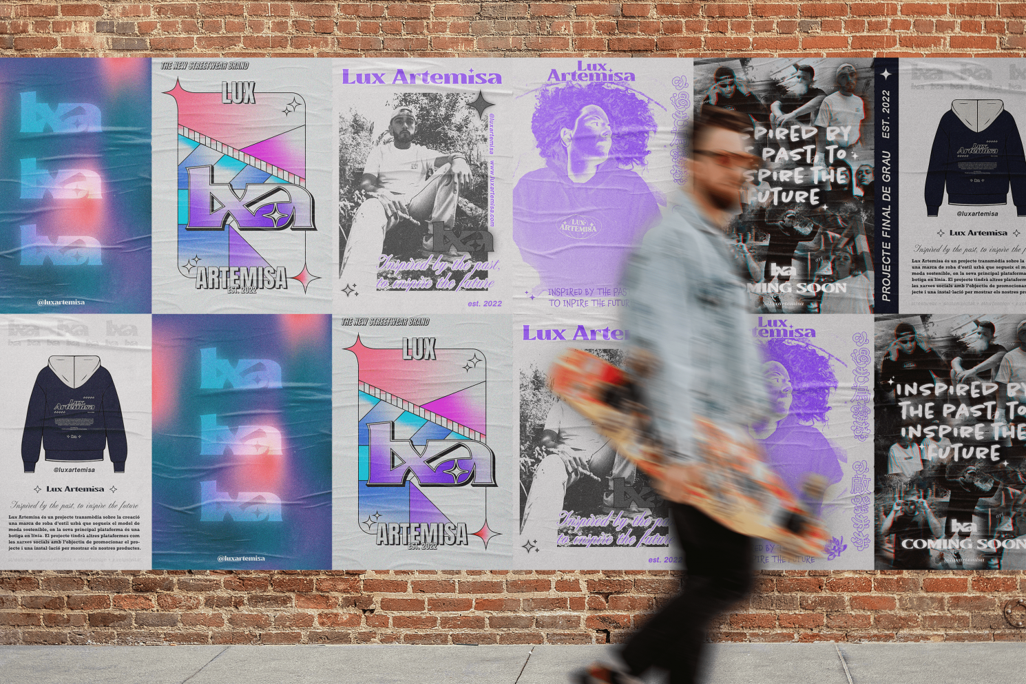 Mock up of a guy in front of the posters